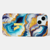 Aangepaste Blauwgroen Aqua Golden Agate Monogram Case-Mate iPhone Case (Achterkant (horizontaal))