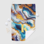 Aangepaste Blauwgroen Aqua Golden Agate Monogram Golfhanddoek (Insitu)