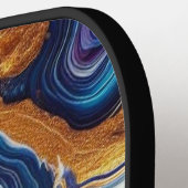 Aangepaste Blauwgroen Aqua Golden Agate Monogram Pickleball Paddle (Links Detail)