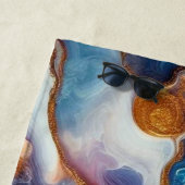 Aangepaste Blauwgroen Aqua Golden Agate Monogram Strandlaken (In situ)