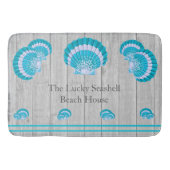 Aangepaste Blauwgroen Aqua Seashell White Shell Co Badmat (Voorkant)
