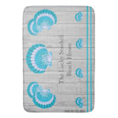 Aangepaste Blauwgroen Aqua Seashell White Shell Co Badmat (Voorkant Verticaal)
