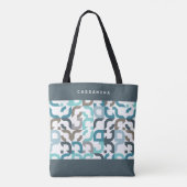 Aangepaste Blauwgroen Blauw Bruin Grijs Retro Art  Tote Bag (Achterkant)