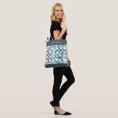 Aangepaste Blauwgroen Blauw Bruin Grijs Retro Art  Tote Bag (Op model)