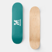 Aangepaste Blauwgroen Blauw Groen Sjabloon Monogra Persoonlijk Skateboard (Voorkant)