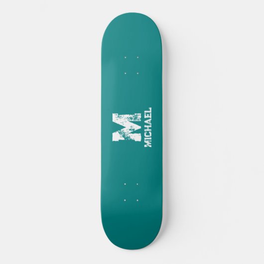 Aangepaste Blauwgroen Blauw Groen Sjabloon Monogra Persoonlijk Skateboard (Voorkant)