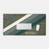 Aangepaste Blauwgroen Blauw Groen Strepen Kunst op Bureaumat (Keyboard & Muis)