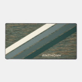 Aangepaste Blauwgroen Blauw Groen Strepen Kunst op Bureaumat (Voorkant)