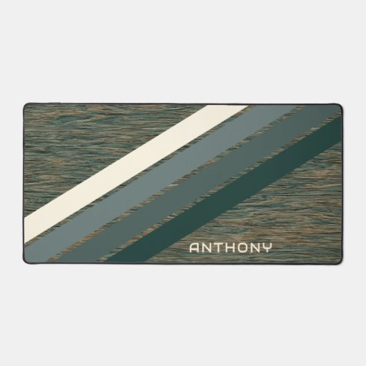 Aangepaste Blauwgroen Blauw Groen Strepen Kunst op Bureaumat (Voorkant)