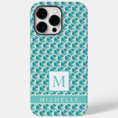 Aangepaste Blauwgroen Blauw Groen Wit Heptagon Geo Case-Mate iPhone Case (Achterkant)