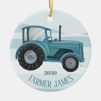 Aangepaste Blauwgroen blauw kerstversiering Keramisch Ornament