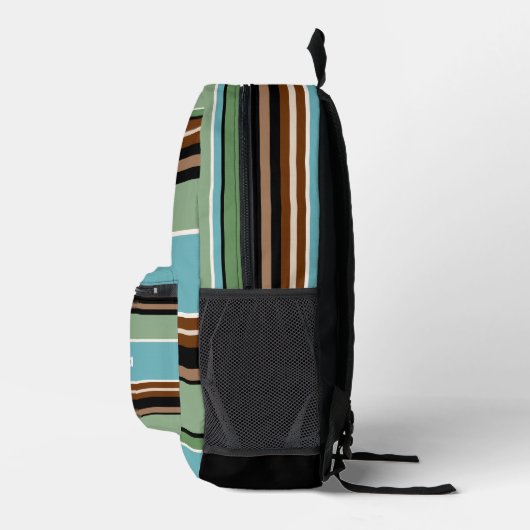 Aangepaste Blauwgroen Blauw Sage Groen Bruin Ivoor Bedrukte Rugzak (Rechts)