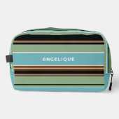 Aangepaste Blauwgroen Blauw Sage Groen Bruin Ivoor Toilettasje (Voorkant)