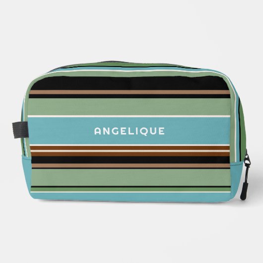 Aangepaste Blauwgroen Blauw Sage Groen Bruin Ivoor Toilettasje (Voorkant)