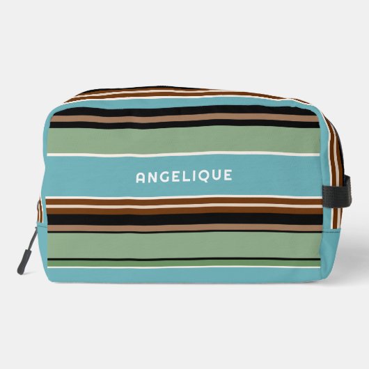 Aangepaste Blauwgroen Blauw Sage Groen Bruin Ivoor Toilettasje (Achterkant)