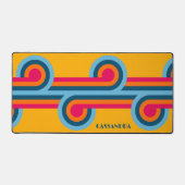 Aangepaste Blauwgroen Blauw Sinaasappel Rood Retro Bureaumat (Voorkant)