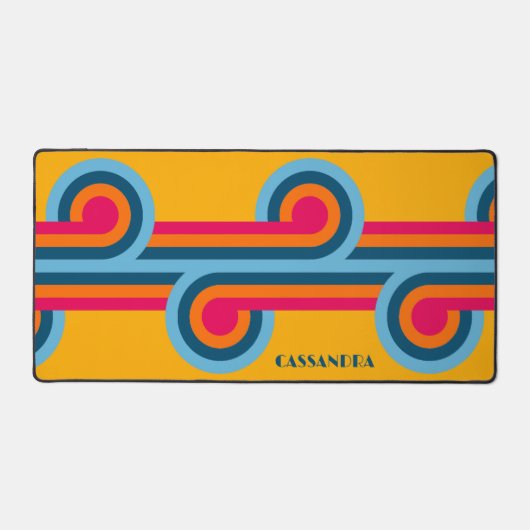 Aangepaste Blauwgroen Blauw Sinaasappel Rood Retro Bureaumat (Voorkant)