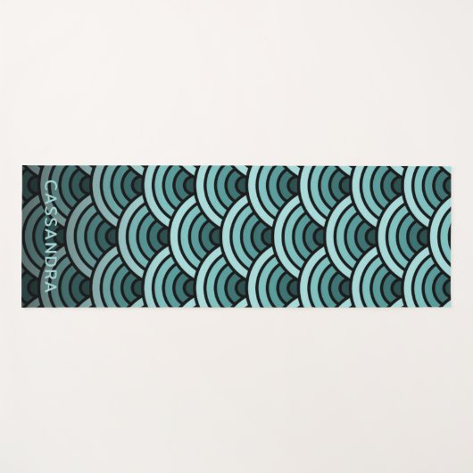 Aangepaste Blauwgroen Blauwe Groene Golfcirkels Ku Yogamat (Voorkant (horizontaal))