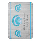 Aangepaste Blauwgroen blauwe schelp White Shell Co Badmat (Voorkant Verticaal)
