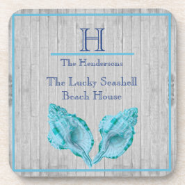 Aangepaste Blauwgroen blauwe schelp White Shell Co Bier Onderzetter