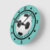 Aangepaste Blauwgroen Blue Boy's Soccer Star Playe Ronde Klok (Hoek)