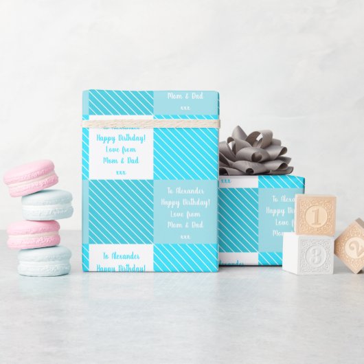 Aangepaste Blauwgroen buffelcheque op zaterdag Cadeaupapier (Baby Shower)
