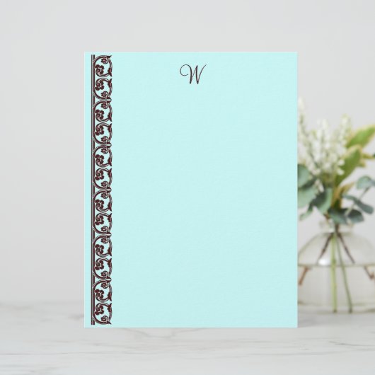 Aangepaste Blauwgroen Chocolade Bruine Monogram Le (Staand voorkant)