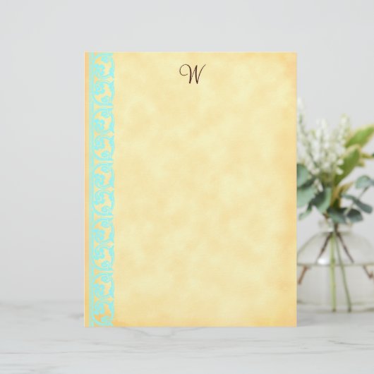 Aangepaste Blauwgroen Chocolade Bruine Monogram Le (Staand voorkant)