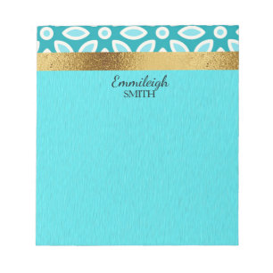 Aangepaste Blauwgroen en Arctische Blauwe Floral e Notitieblok