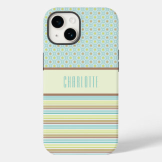 Aangepaste Blauwgroen en langzame groene patroonte Case-Mate iPhone 14 Hoesje