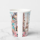 Aangepaste Blauwgroen en Rozen Sweet 16 in Parijs Papieren Bekers (Rechts)