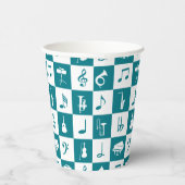 Aangepaste blauwgroen en witte muzieknoten en inst papieren bekers (Rechts)