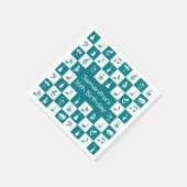 Aangepaste blauwgroen en witte muzieknoten en inst servet (Hoek)