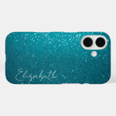 Aangepaste Blauwgroen glitter Case-Mate iPhone Case (Achterkant (horizontaal))