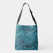 Aangepaste Blauwgroen glitter Crossbody Tas (Achterkant)