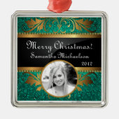 Aangepaste Blauwgroen Glitter Sequin voor aangepas Metalen Ornament (Voorkant)