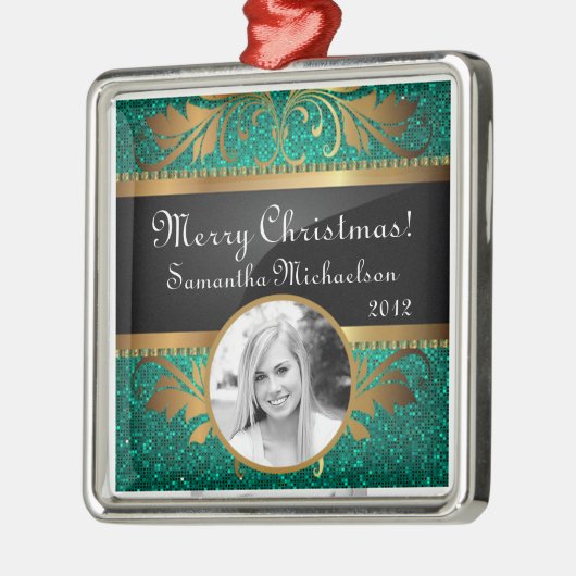 Aangepaste Blauwgroen Glitter Sequin voor aangepas Metalen Ornament (Links)