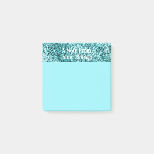 Aangepaste Blauwgroen glitter verlicht lichte Blau Post-it® Notes (Voorkant)