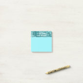 Aangepaste Blauwgroen glitter verlicht lichte Blau Post-it® Notes (Op bureau)