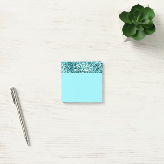 Aangepaste Blauwgroen glitter verlicht lichte Blau Post-it® Notes (Kantoor)