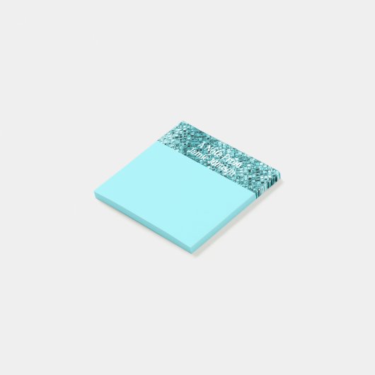 Aangepaste Blauwgroen glitter verlicht lichte Blau Post-it® Notes (Schuin)