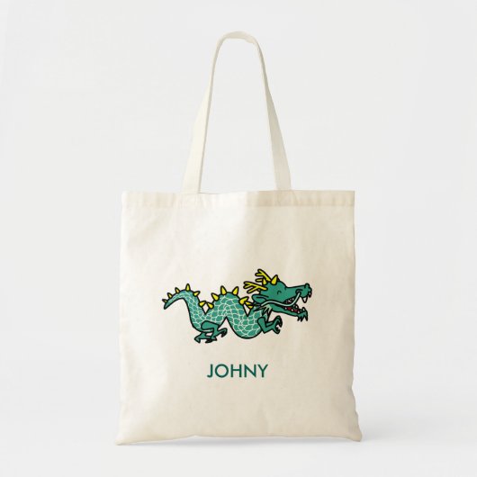 Aangepaste Blauwgroen groene dragon Canvas tas (Voorkant)