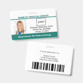 Aangepaste Blauwgroen identificatie medische Logo Badge (Voor- en achterkant)