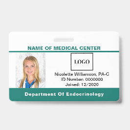 Aangepaste Blauwgroen identificatie medische Logo  Badge