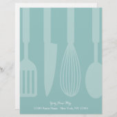 Aangepaste blauwgroen keukengerei met briefhoofd (Voorkant / Achterkant)