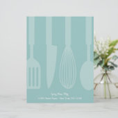 Aangepaste blauwgroen keukengerei met briefhoofd ontwerp (Staand voorkant)