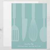 Aangepaste blauwgroen keukengerei met briefhoofd ontwerp (Voorkant / Achterkant)