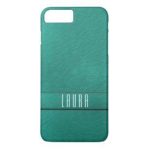 Aangepaste Blauwgroen lederen faux-telefoontas Case-Mate iPhone Case