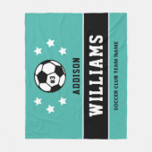 Aangepaste Blauwgroen naam van Voetbalspeler Fleece Deken (Voorkant)