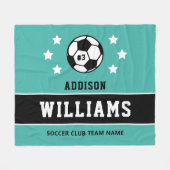 Aangepaste Blauwgroen naam van Voetbalspeler Fleece Deken (Voorkant (Horizontaal))